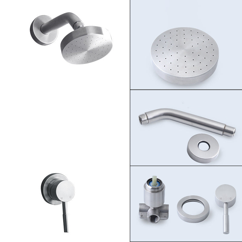 Lisslune | Stainless Steel Shower Combination Round Fixed Shower Head with Shower Arm