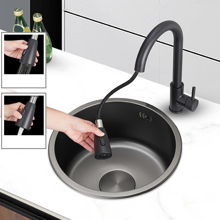 Lisslune | Kitchen Sink Round Single Bowl Color and Scratch Resistant Under-mounted Stainless Steel Kitchen Sink