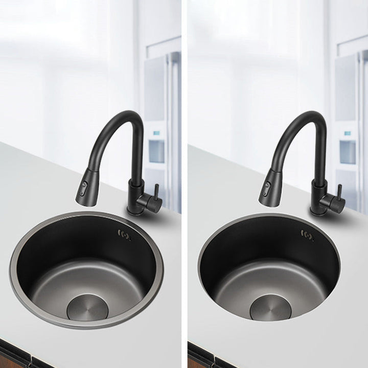Lisslune | Kitchen Sink Round Single Bowl Color and Scratch Resistant Under-mounted Stainless Steel Kitchen Sink