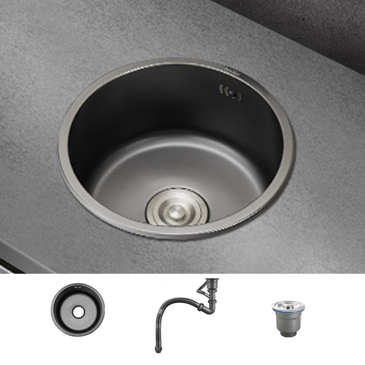 Lisslune | Kitchen Sink Round Single Bowl Color and Scratch Resistant Under-mounted Stainless Steel Kitchen Sink