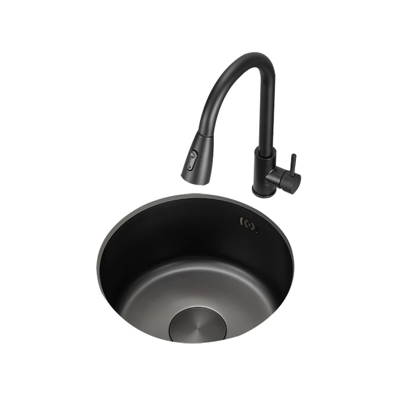 Lisslune | Kitchen Sink Round Single Bowl Color and Scratch Resistant Under-mounted Stainless Steel Kitchen Sink