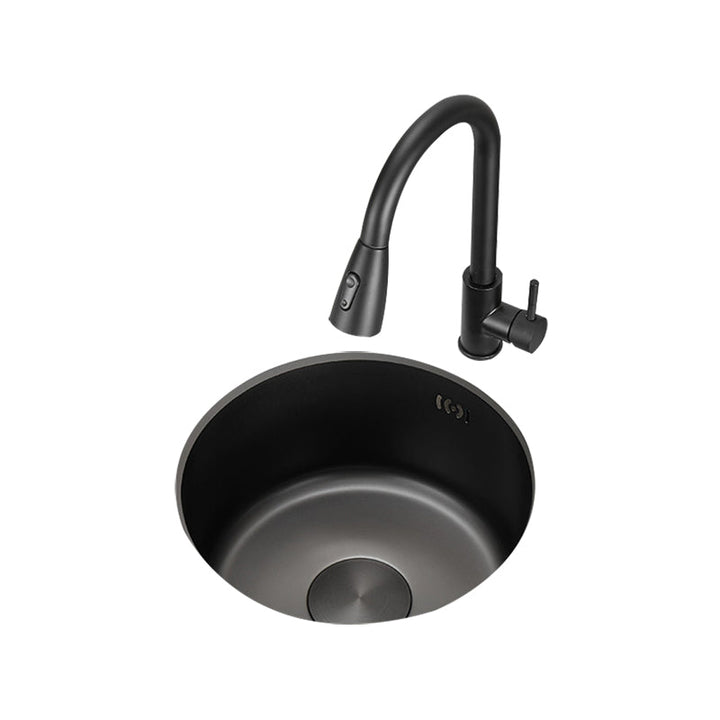 Lisslune | Kitchen Sink Round Single Bowl Color and Scratch Resistant Under-mounted Stainless Steel Kitchen Sink