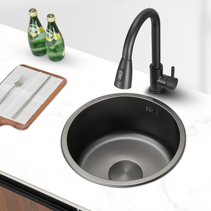 Lisslune | Kitchen Sink Round Single Bowl Color and Scratch Resistant Under-mounted Stainless Steel Kitchen Sink