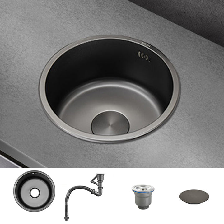 Lisslune | Kitchen Sink Round Single Bowl Color and Scratch Resistant Under-mounted Stainless Steel Kitchen Sink