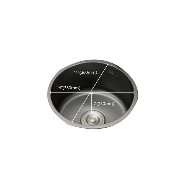 Lisslune | Kitchen Sink Round Single Bowl Color and Scratch Resistant Under-mounted Stainless Steel Kitchen Sink