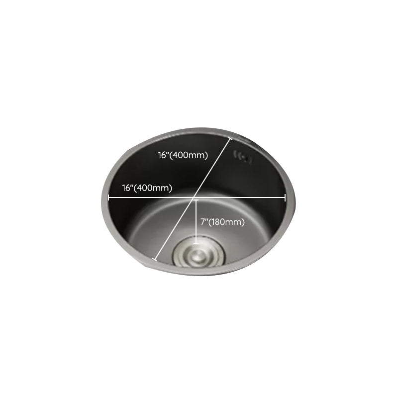 Lisslune | Kitchen Sink Round Single Bowl Color and Scratch Resistant Under-mounted Stainless Steel Kitchen Sink