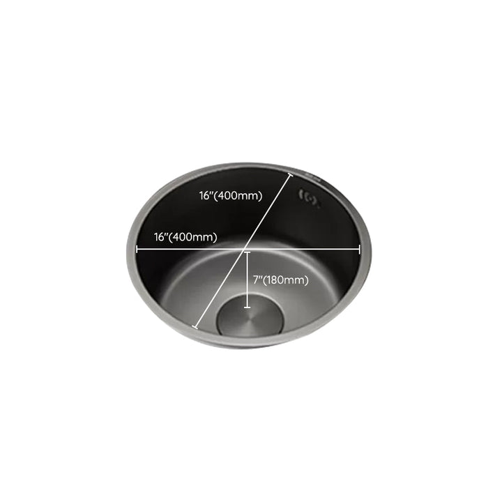 Lisslune | Kitchen Sink Round Single Bowl Color and Scratch Resistant Under-mounted Stainless Steel Kitchen Sink