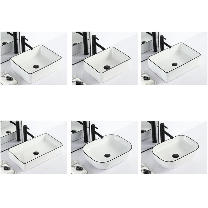 Lisslune | Contemporary sink with pop-up drain porcelain rectangular basin