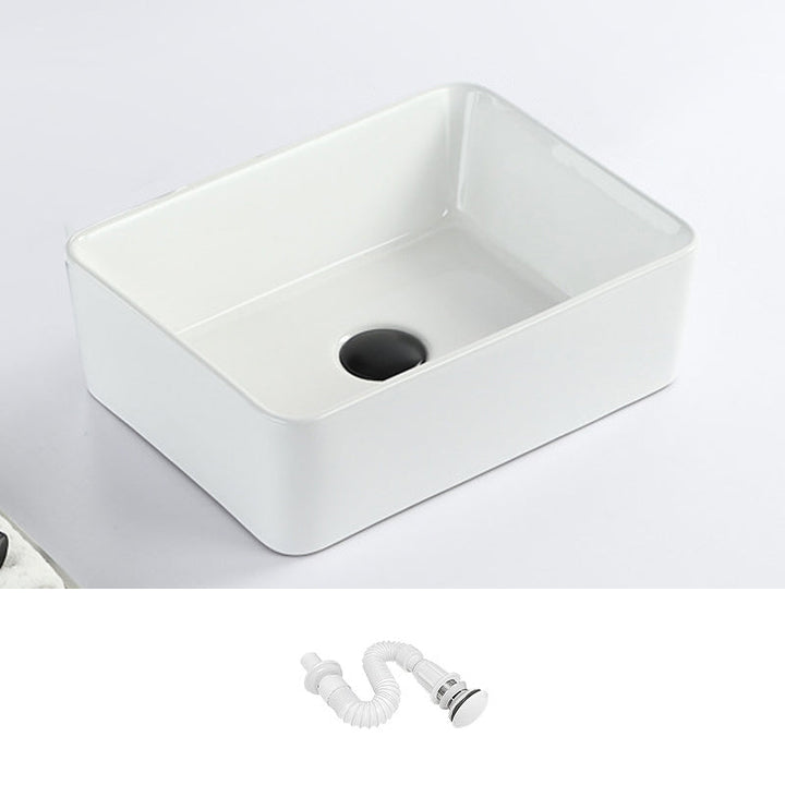 Lisslune | Contemporary sink with pop-up drain porcelain rectangular basin