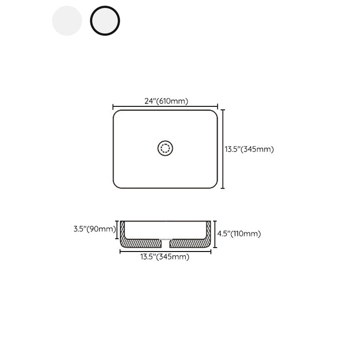 Lisslune | Contemporary sink with pop-up drain porcelain rectangular basin