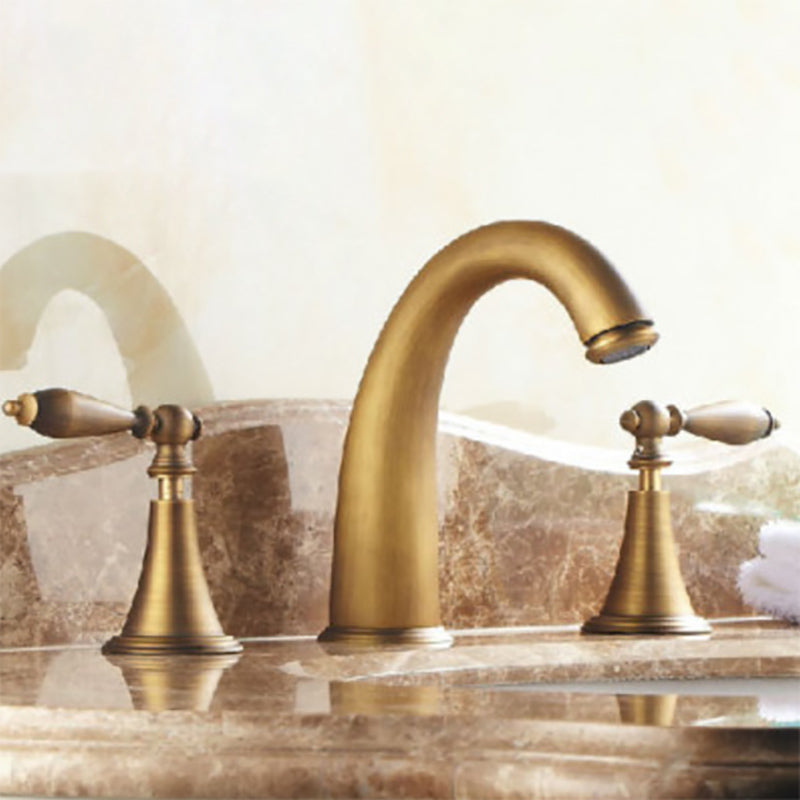 Lisslune | Copper Deck-Mounted Roman Bathtub Faucet Low Arc Roman Bathtub Faucet Set