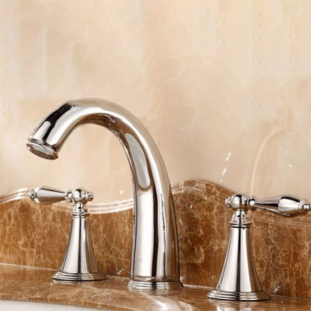 Lisslune | Copper Deck-Mounted Roman Bathtub Faucet Low Arc Roman Bathtub Faucet Set