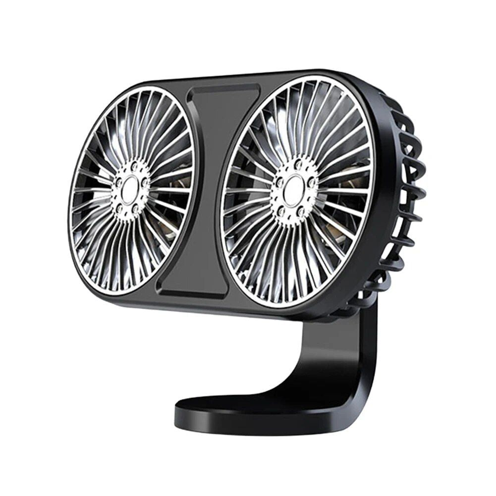 Lisslune | 360° Rotating Double-head USB Car Fan with Ambient Lighting