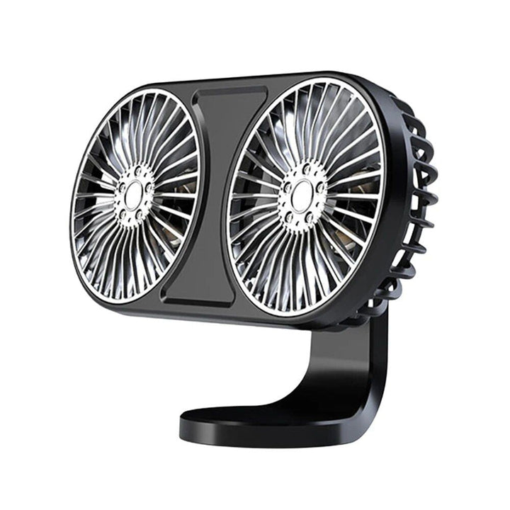 Lisslune | 360° Rotating Double-head USB Car Fan with Ambient Lighting
