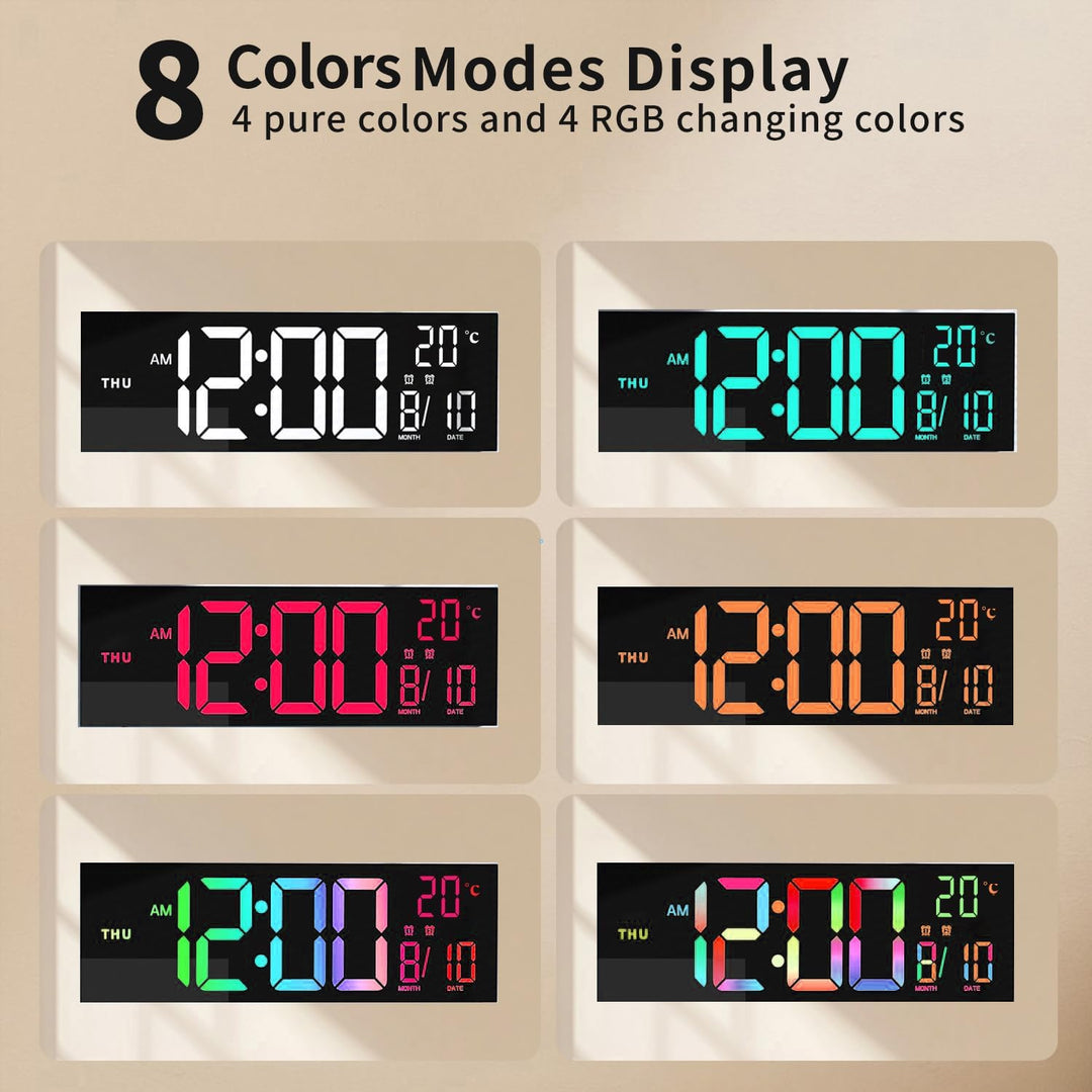 Lisslune | 16-Inch RGB Digital Wall & Desk Alarm Clock with Remote – Lumeris