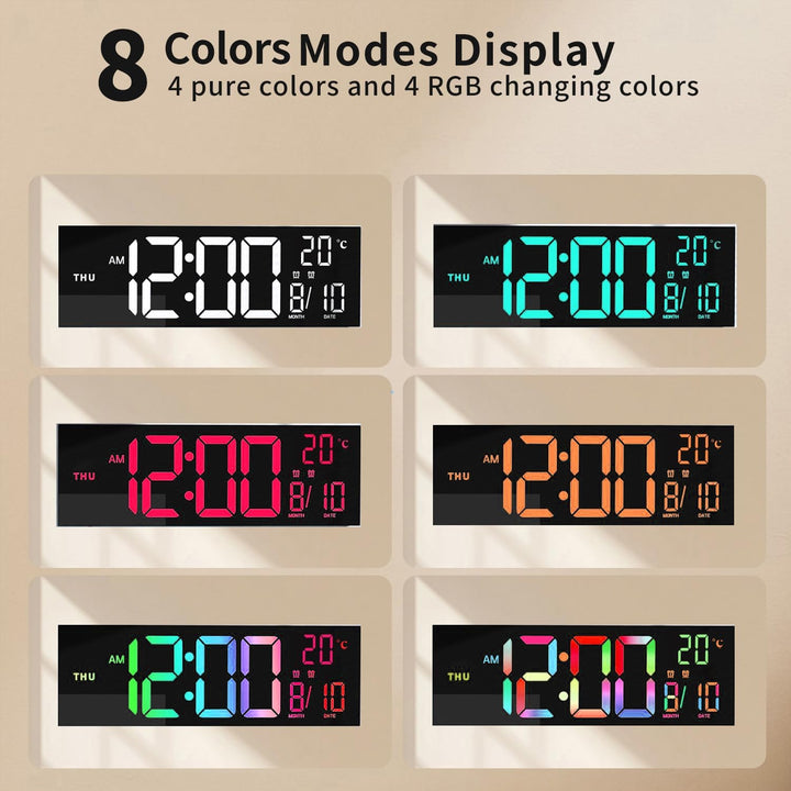 Lisslune | 16-Inch RGB Digital Wall & Desk Alarm Clock with Remote – Lumeris