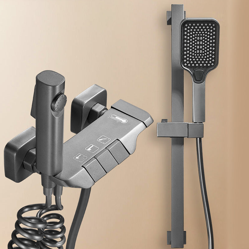 Lisslune | Wall-mounted shower system Gray Adjustable spray pattern Lever handle Shower hose Shower set