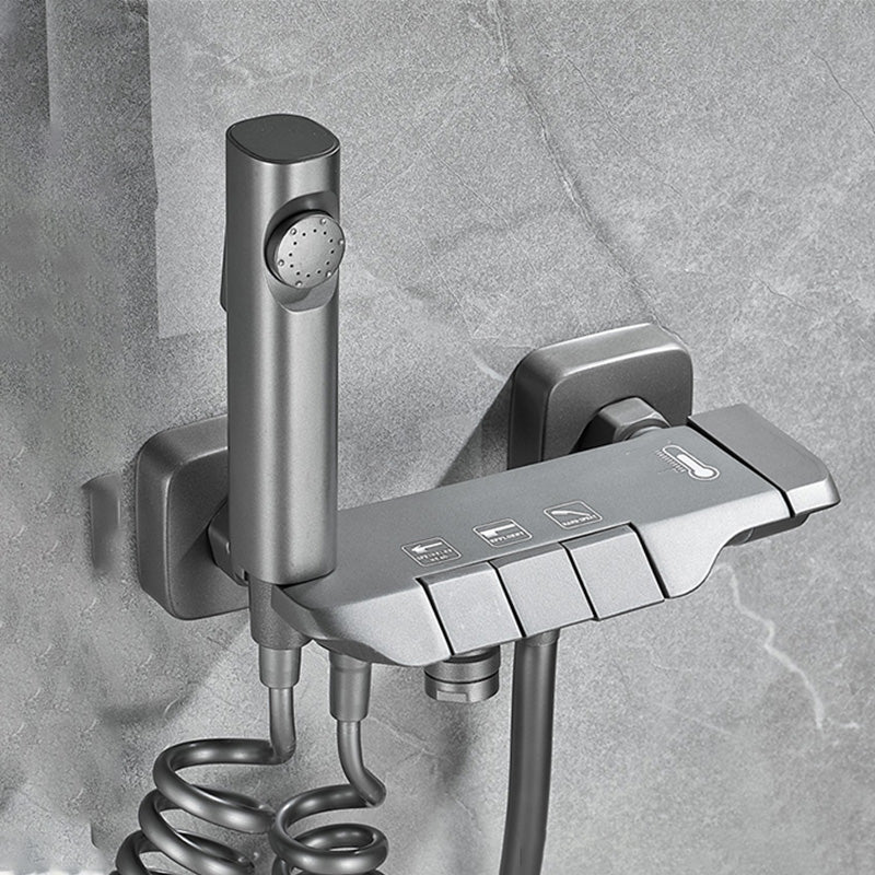Lisslune | Wall-mounted shower system Gray Adjustable spray pattern Lever handle Shower hose Shower set