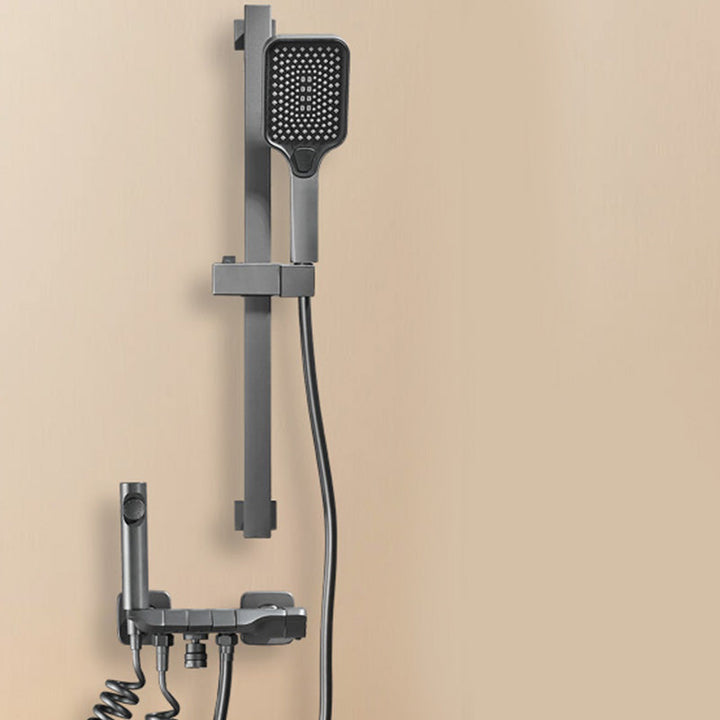 Lisslune | Wall-mounted shower system Gray Adjustable spray pattern Lever handle Shower hose Shower set