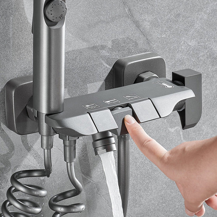 Lisslune | Wall-mounted shower system Gray Adjustable spray pattern Lever handle Shower hose Shower set