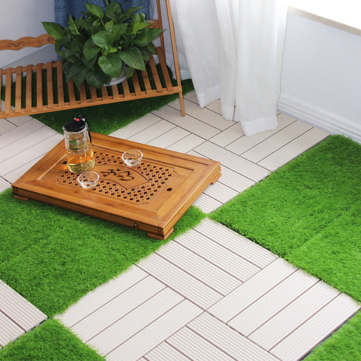 Lisslune | Square Click Patio Floor Tiles Stripe Pattern Tile Set Floorboard