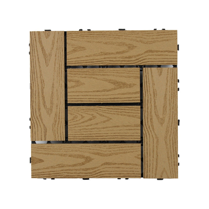 Lisslune | Square Click Patio Floor Tiles Stripe Pattern Tile Set Floorboard