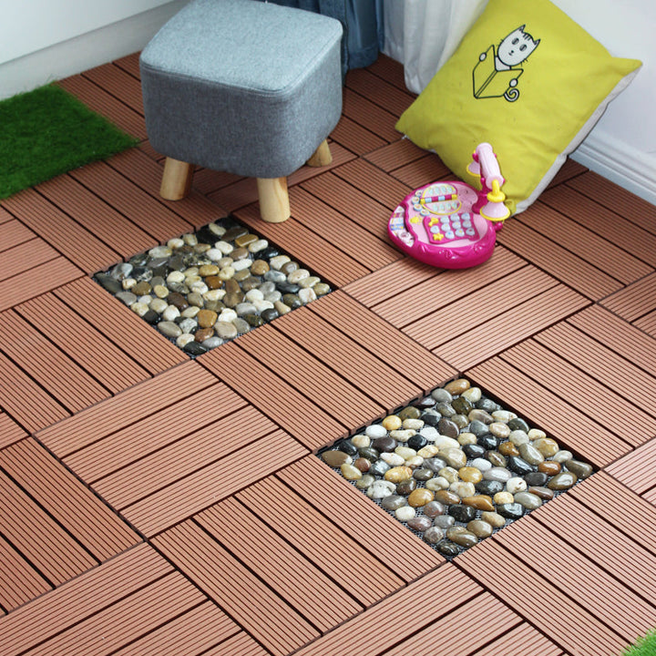 Lisslune | Square Click Patio Floor Tiles Stripe Pattern Tile Set Floorboard