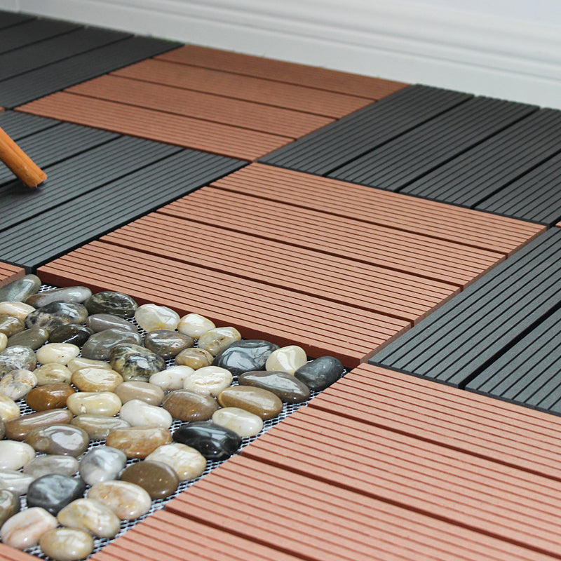 Lisslune | Square Click Patio Floor Tiles Stripe Pattern Tile Set Floorboard