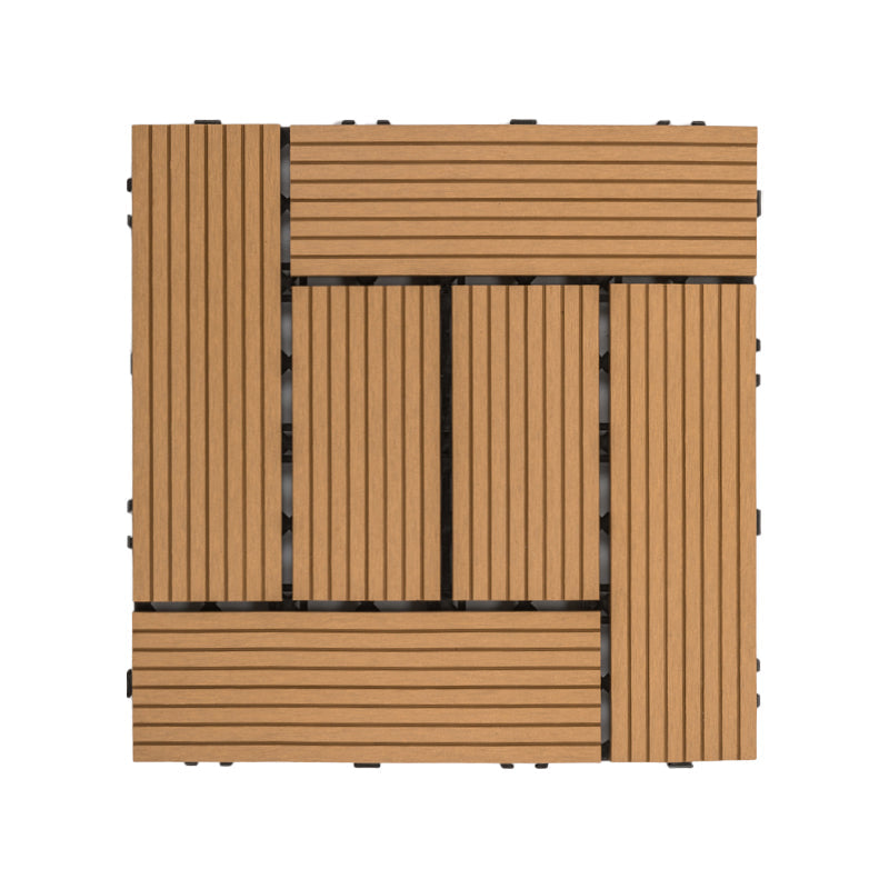 Lisslune | Square Click Patio Floor Tiles Stripe Pattern Tile Set Floorboard
