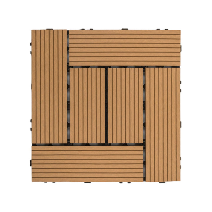 Lisslune | Square Click Patio Floor Tiles Stripe Pattern Tile Set Floorboard