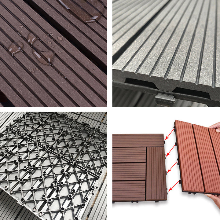 Lisslune | 11 Pack 12" X 12" Square Deck/Patio Tiles Snap Fit for Outdoor Patio Tiles