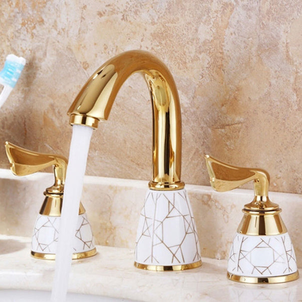 Lisslune | Deck Mounted Roman Tub Faucet Low Arc Bronze Romantic Bathtub Fitting Set