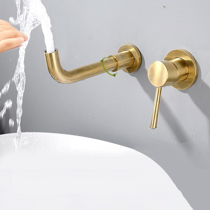 Lisslune | Wall-mounted Metallic Bathtub Faucet Low Arc Pipe Bathtub Tap