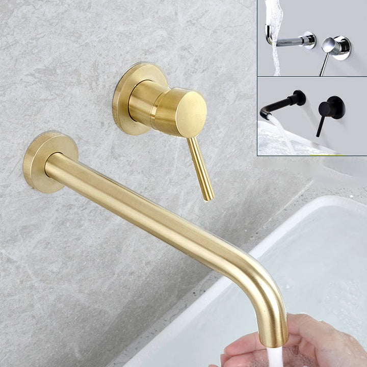 Lisslune | Wall-mounted Metallic Bathtub Faucet Low Arc Pipe Bathtub Tap