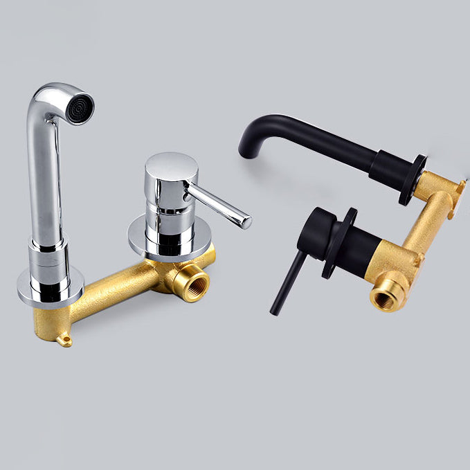 Lisslune | Wall-mounted Metallic Bathtub Faucet Low Arc Pipe Bathtub Tap