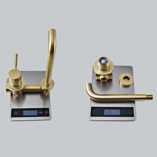 Lisslune | Wall-mounted Metallic Bathtub Faucet Low Arc Pipe Bathtub Tap