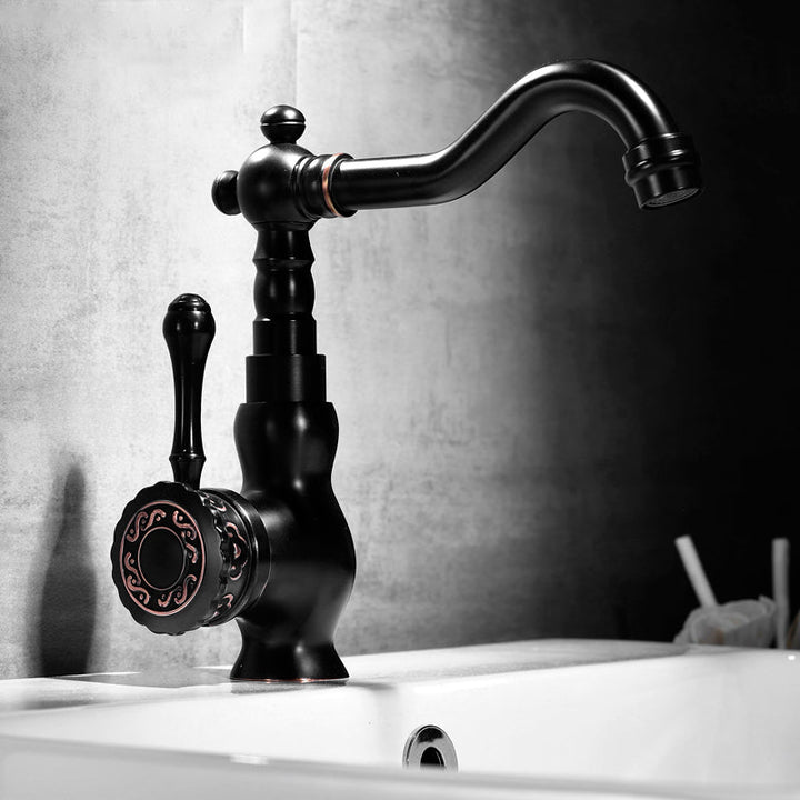 Lisslune | Glam Style Basin Faucet with Swivel Spout and Lever Handle