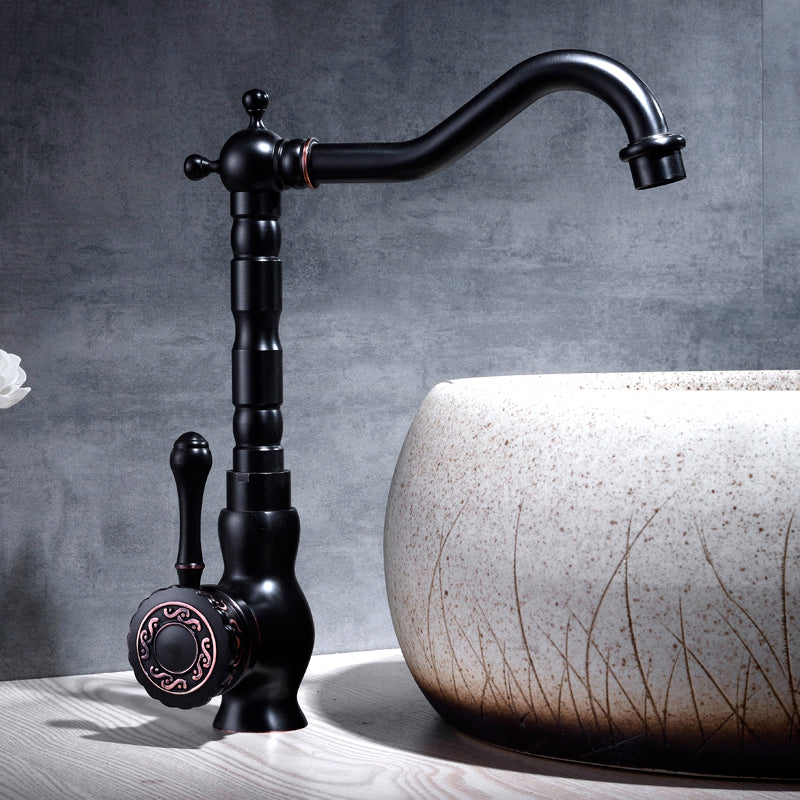 Lisslune | Glam Style Basin Faucet with Swivel Spout and Lever Handle