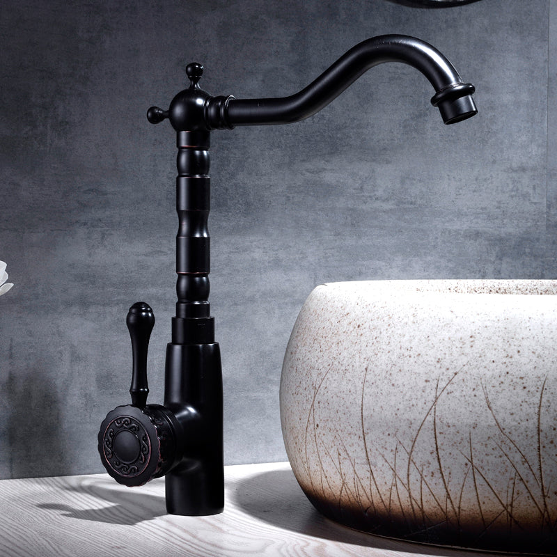 Lisslune | Glam Style Basin Faucet with Swivel Spout and Lever Handle