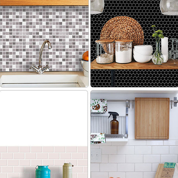 Lisslune | Plastic Peel & Stick Mosaic Tile Waterproof Peel & Stick Mosaic Tile with Square Shape