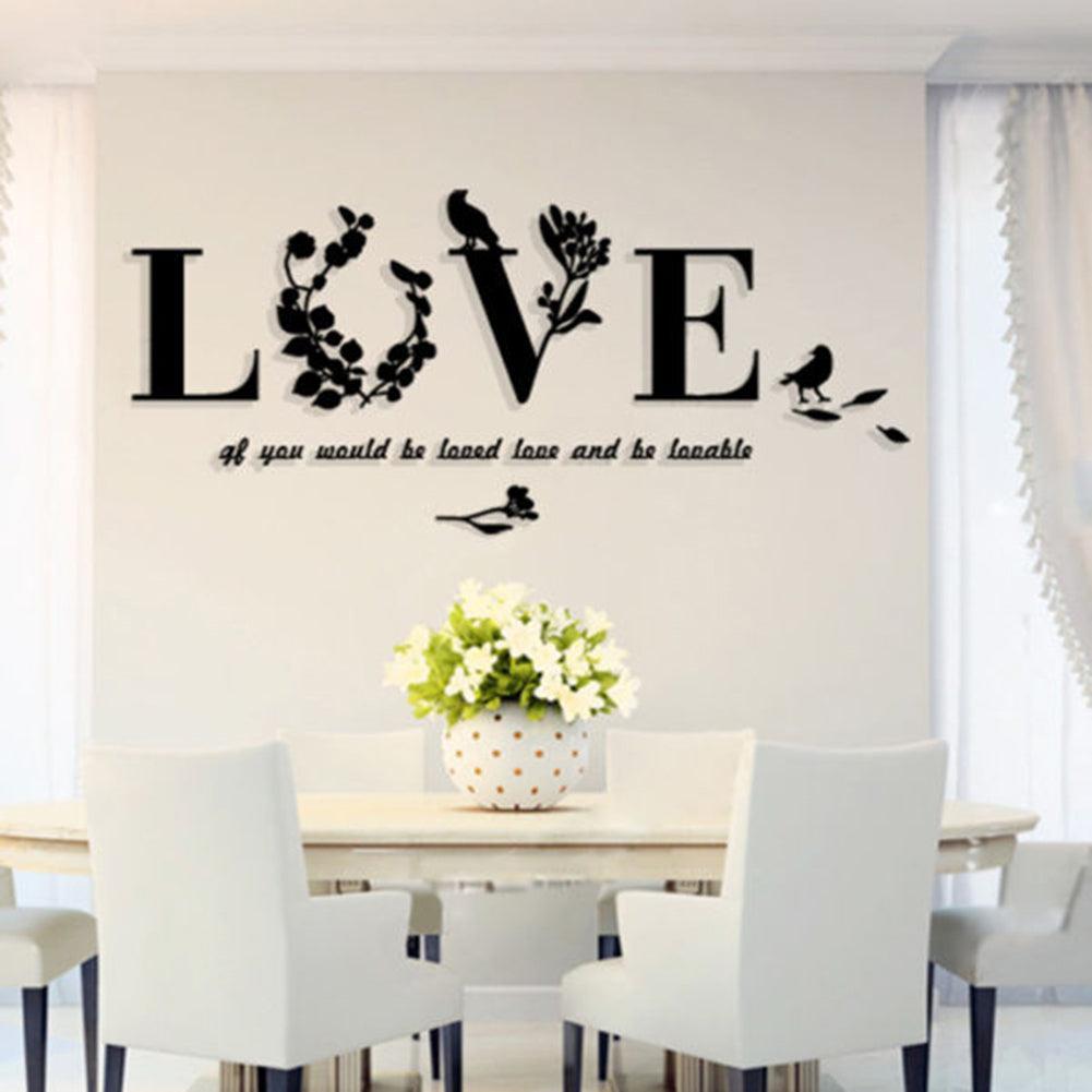 Lisslune | Enchanting 3D Lovebirds Flower Wall Stickers - Easy to Apply & Remove
