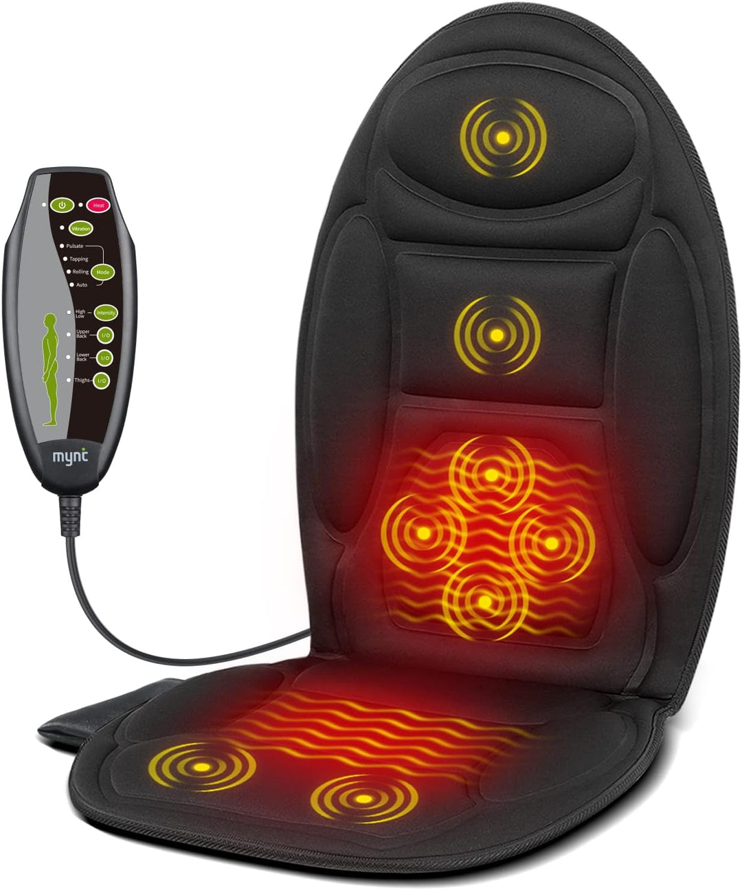 Lisslune | Heated car seat cushion with massage - relaxation cushion for back and thighs