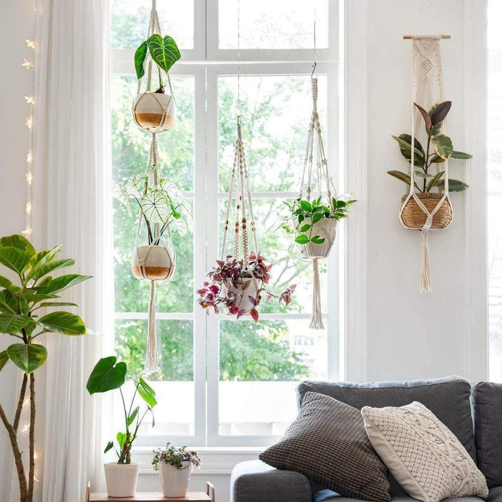 Lisslune | 4-piece handmade Boho macrame plant hanger set