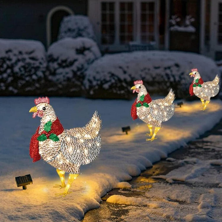 Lisslune | WinterHen LED Chicken with Scarf – Illuminating Christmas Decoration for Indoor and Outdoor