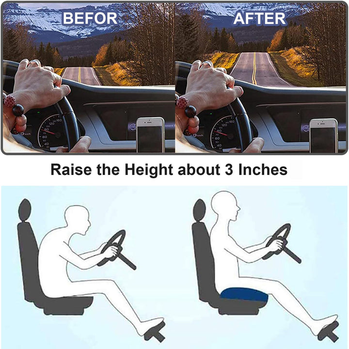 Lisslune | Car Cushion RaiseSit – Ergonomic Seat Booster Cushion with Memory Foam