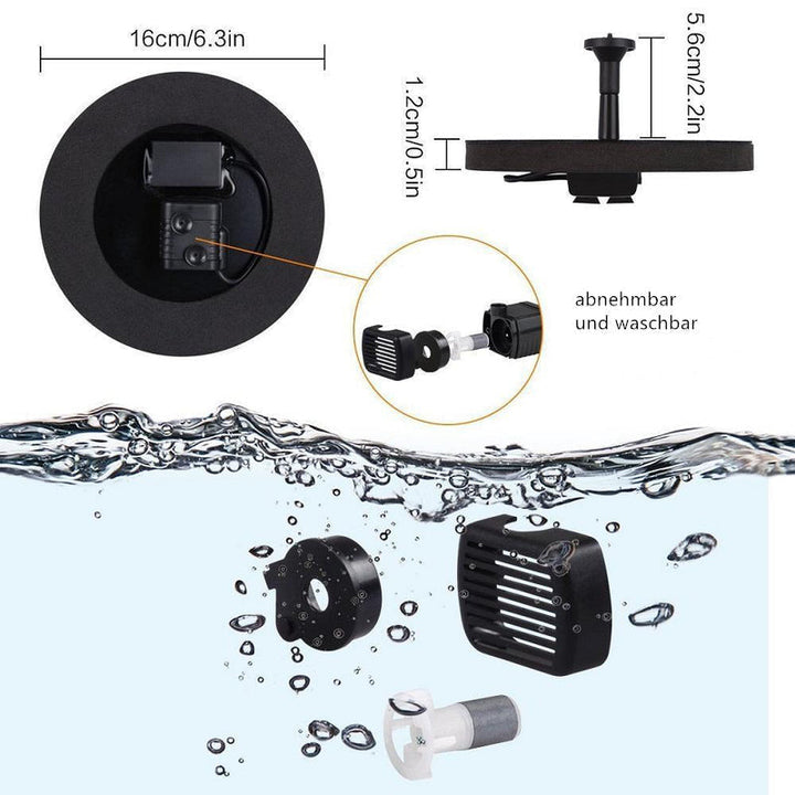 Lisslune | Solar Energy Fountain Pump WaterSoft – For Pond, Birdbath or Garden Decoration