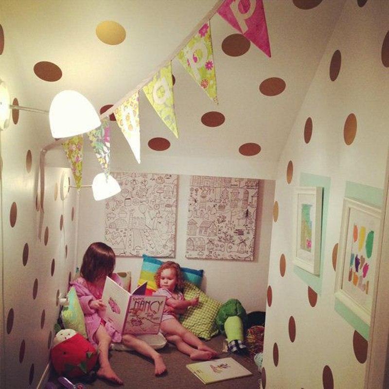 Lisslune | Golden Magic Dot Wall Tattoos: Chic Home Decor for Children and Interior Styling