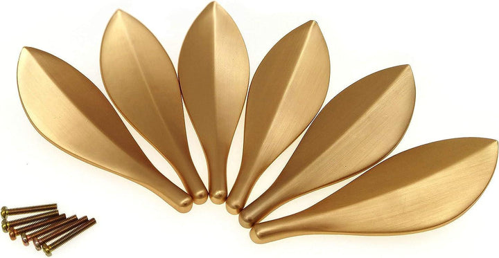 Lisslune | Nordic Elegance Solid Brass Gold Leaf Cabinet Handle - Enhance the Aesthetics of Your Home