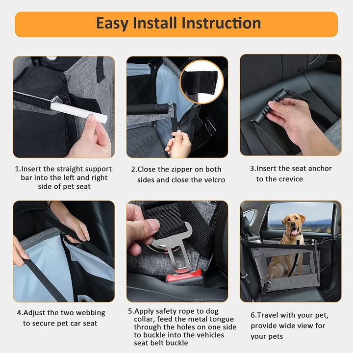 Lisslune | Portable Cats & Dog Seat for Car | Waterproof, Spacious & Secure for Stress-Free Car Rides | Dog Car Booster Seat for Summer Holidays