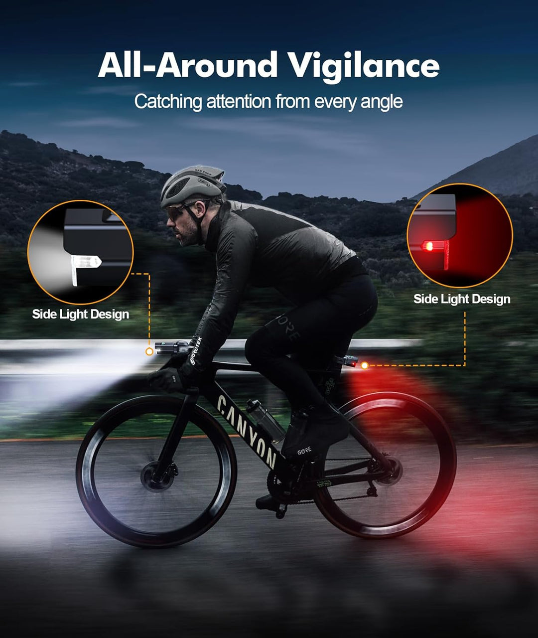 Lisslune | Rechargeable Bike Light Set with 3+6 Modes & Side Lighting – RoadBeam
